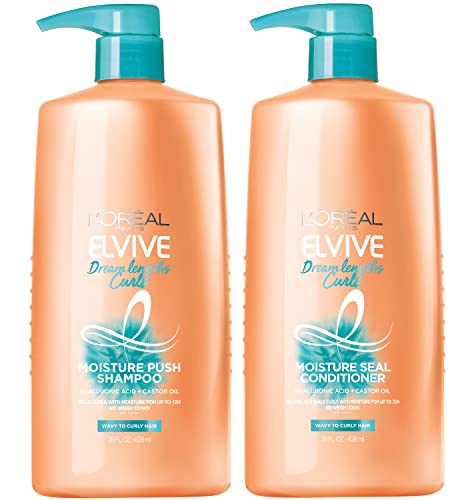 0071249666944 - LOREAL PARIS ELVIVE DREAM LENGTHS CURLS SHAMPOO AND CONDITIONER 2PK, PARABEN-FREE WITH HYALURONIC ACID AND CASTOR OIL. BEST FOR WAVY HAIR TO CURLY HAIR, 1 KIT