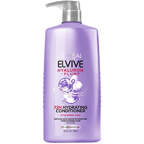 0071249672884 - LOREAL PARIS ELVIVE HYALURON PLUMP HYDRATING CONDITIONER FOR DEHYDRATED, DRY HAIR INFUSED WITH HYALURONIC ACID CARE COMPLEX, PARABEN-FREE, 26.5 FL OZ