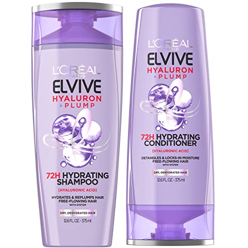 0071249674963 - LOREAL PARIS ELVIVE HYALURON PLUMP SHAMPOO AND CONDITIONER SET FOR DEHYDRATED, DRY HAIR WITH HYALURONIC ACID CARE COMPLEX, 1 KIT (2 PRODUCTS)