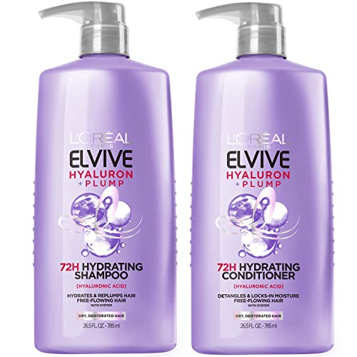 0071249679432 - LOREAL PARIS ELVIVE HYALURON PLUMP SHAMPOO AND CONDITIONER SET FOR DEHYDRATED, DRY HAIR WITH HYALURONIC ACID CARE COMPLEX, 1 KIT (2 PRODUCTS)