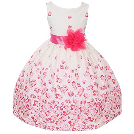 0712691722641 - 100% COTTON FLORAL SPRING EASTER FLOWER GIRL DRESS IN FUCHSIA DAISY - 2