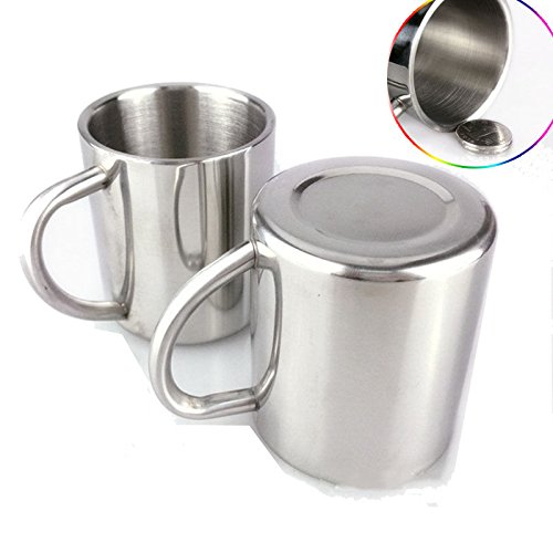 0712809531134 - WHOSEE TUMBLER 230ML SSTIN STAINLESS STEEL D SHAPE HANDLE CUP WATER MUG INSULATED NEW SILVER