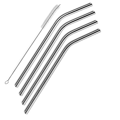 0712962928048 - ZYJ STAINLESS STEEL BEVERAGE DRINKING STRAWS SET OF 4, FOR 20 OZ YETI WITH CLEANING BRUSH
