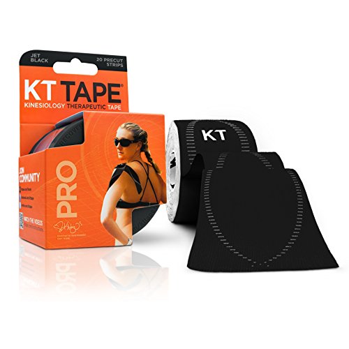 7129985191428 - KT TAPE PRO SYNTHETIC ELASTIC KINESIOLOGY 20 PRE-CUT 10-INCH STRIPS THERAPEUTIC TAPE, JET BLACK