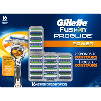 0713002500903 - GILLETTE, FUSION PROGLIDE POWER CARTRIDGES 16CT 5 BLADES WITH GILLETTE'S MOST ADVANCED COATING, THINNER, FINER BLADES FOR LESS TUG & PULL, PRECISION TRIMMER TO HELP SHAPE FACIAL HAIR.