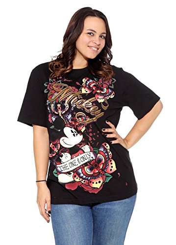 0713145645288 - DISNEY PLUS SIZE T-SHIRT MICKEY MOUSE ONE AND ONLY TATTOO PRINT BLACK 3X
