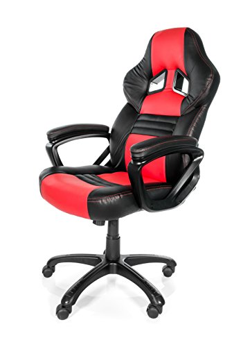 0713228142413 - AROZZI MONZA SERIES GAMING RACING STYLE SWIVEL CHAIR, RED/BLACK
