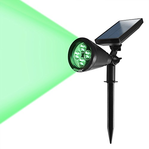 0713382805124 - AGPTEK NEW VERSION 200 LUMENS SOLAR WALL GREEN LIGHTS BRIGHT SOLAR LED LIGHT OUTDOOR/ RECHARGEABLE WATERPROOF SOLAR POWERED SPOTLIGHT / LANDSCAPE LIGHT / AUTO-ON AT NIGHT AND AUTO-OFF BY DAY/ SPOT LIGHT FIXTURE LAMP FOR GARDEN, POO