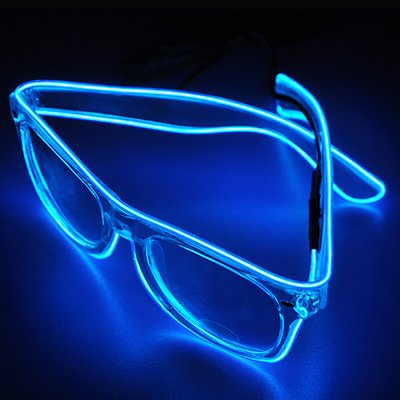 0713392176535 - EL WIRE GLOW SUN GLASSES MULTICOLOR LED FRAME FLASHING GLASSES (BLUE)