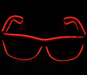 0713392176542 - EL WIRE GLOW SUN GLASSES MULTICOLOR LED FRAME FLASHING GLASSES (RED)