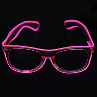 0713392176559 - EL WIRE GLOW SUN GLASSES MULTICOLOR LED FRAME FLASHING GLASSES (PINK)