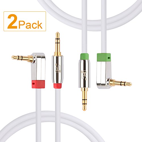 0713463446895 - SUPER HD 3.5MM AUX STEREO AUDIO CABLE TANGLE-FREE SLIM CABLE ANGLED MALE TYPE COMPATIBLE FOR CAR,STEREO AUDIO DEVICES,PC,TABLETS,SMARTPHONES AND MP3 PLAYERS -24K GOLD PLATED STEP DOWN DESIGN METAL CONNECTORS WITH HIGH PURITY OXYGEN FREE COPPER CONDUCTOR