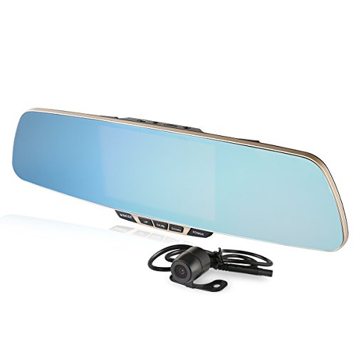 0713524817671 - ZEROEDGE DUAL-LENS CAR CAMERA, FULL HD 1080P LARGE REAR VIEW MIRROR WITH 5-INCH DISPLAY SCREEN