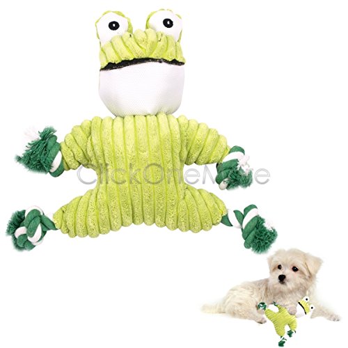 0713543961836 - PET DOG GREEN FROG COTTON SQUEAKER TOY
