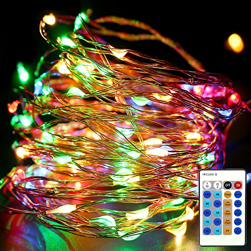 0713653906574 - STARRY STRING LIGHTS SIMMPER 33FT 100LED COPPER WIRE FIREFLY LIGHTS MULTI-COLOR WITH REMOTE CONTROL FOR INDOOR OUTDOOR GARDEN DECORATION CHRISTMAS WEDDING PARTY