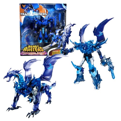 0713733242172 - HASBRO YEAR 2013 TRANSFORMERS PRIME BEAST HUNTERS - PREDACON RISING SERIES EXCLUSIVE VOYAGER CLASS 7 INCH TALL ROBOT ACTION FIGURE - PREDACON CRYOFIRE PREDAKING WITH 2 DRAGON-HEAD MISSILE LAUNCHER, 2 MISSILES AND SWORD (BEAST MODE: ICE DRAGON)