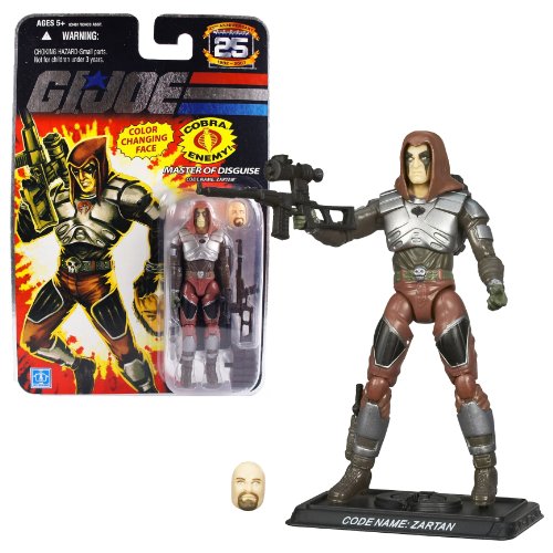 0713733450744 - HASBRO YEAR 2007 G.I. JOE 25TH ANNIVERSARY SERIES 4 INCH TALL ACTION FIGURE - MASTER OF DISGUISE ZARTAN WITH SNIPER RIFLE, ALTERNATIVE FACE, DAGGER, BACKPACK AND DISPLAY BASE
