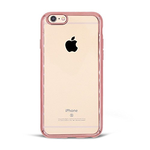 0713893294868 - IPHONE 6 & 6S CASE,WEIKY, CLEAR BACK PANEL+ELECTROPLATE PLATING FRAME ,SCRATCH-RESISTANT USE SOFT SILICONE BACK COVER FOR APPLE IPHONE 6S/6 (PINK-CLEAR)