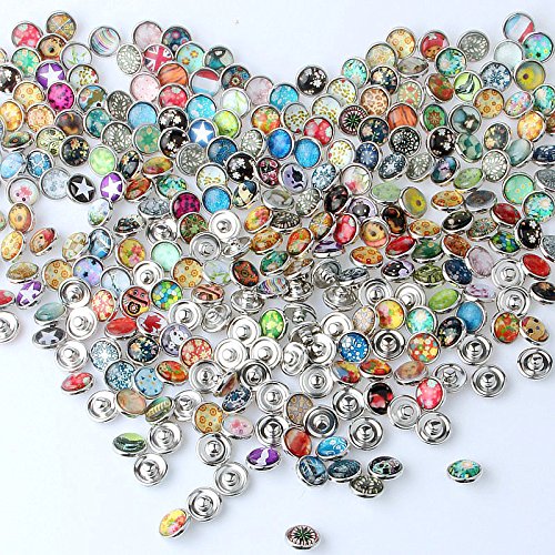 0713893537545 - ZWSISU MIXED GLASS MATERIAL SNAPS CHUNK PRESS BUTTONS 12MM FOR DIY BRACELET NECKLACE(PACK OF 50+1PC BRACELET)