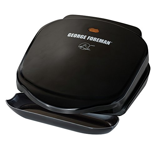 0713976297106 - GEORGE FOREMAN GR10B 2-SERVING CLASSIC PLATE ELECTRIC GRILL, BLACK