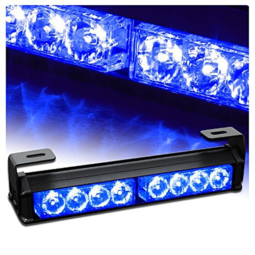 0714046456591 - BEST 9.5 BLUE EMERGENCY LIGHT BAR- 7 FLASHING MODES HAZARD WARNING TOW TRAFFIC ADVISOR STROBE LIGHT KITS WITH 8 LED