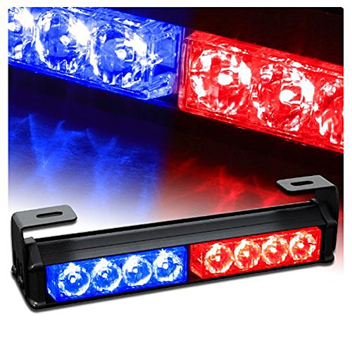 0714046456607 - RED&BLUE 8 LED EMERGENCY HAZARD TRAFFIC WARNING STROBE LIGHTS BAR KIT WITH 7 FLASHING MODES FOR VEHICLE CAR TRUCK SUV