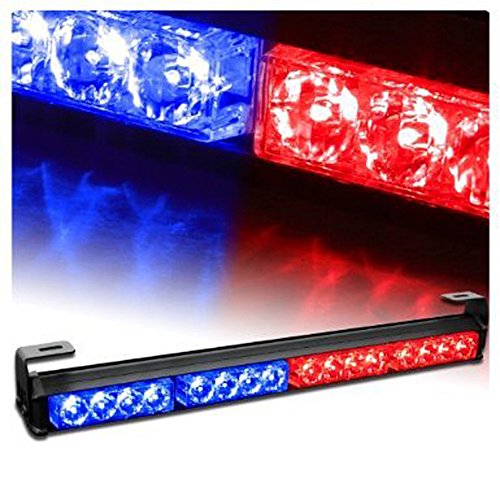 0714046456768 - RED&BLUE 18 16 LED EMERGENCY WARNING STROBE LIGHT BAR FOR TRAFFIC ADVISOR VEHICLE WITH 7 FLASHING MODES