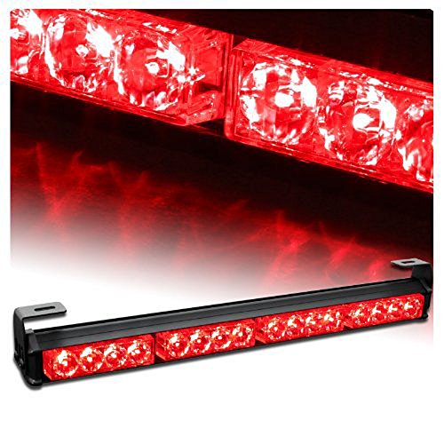 0714046456775 - RED 18 16 LED EMERGENCY WARNING STROBE LIGHT BAR FOR TRAFFIC ADVISOR VEHICLE WITH 7 FLASHING MODES