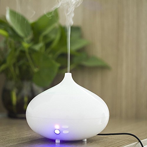 0714046457895 - 300ML ULTRASONIC COOL MIST HUMIDIFIER ,ESSENTIAL OIL AROMATHERAPY DIFFUSER WITH 7 COLORS LED AND WATERLESS AUTO SHUT-OFF FOR BABY STUDY YOGA SPA-WHITE