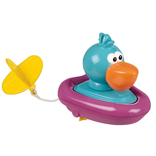 0714119317415 - SASSY PULL STRING AND GO BOAT BATH TOY, DUCK, 9 MONTH PLUS