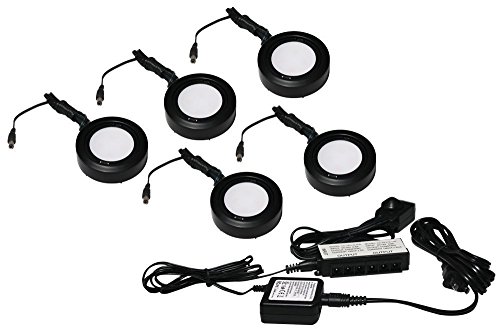 0714176080307 - AMERICAN LIGHTING LVP-5KIT-BK 13-WATT LED PUCK LIGHT KIT FOR RECESSED OR SURFACE MOUNT, INCLUDES INSTALLATION ACCESSORIES, WARM WHITE, BLACK