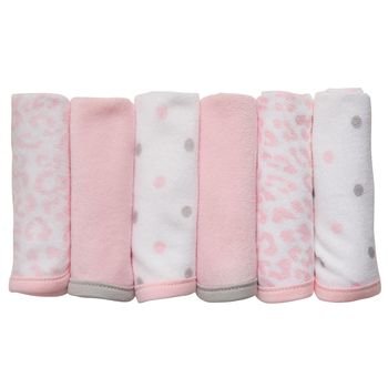 0714442712208 - CARTERS BABY 6 WASH CLOTHS ONE SIZE PINK COORDINATING SET 10 X 10