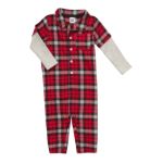 0714442838250 - INFANT LONG SLEEVE FLANNEL ONE PIECE COVERALL