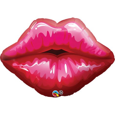 0071444401340 - QUALATEX 30 RED KISSY LIPS SHAPE MYLAR FOIL BALLOON