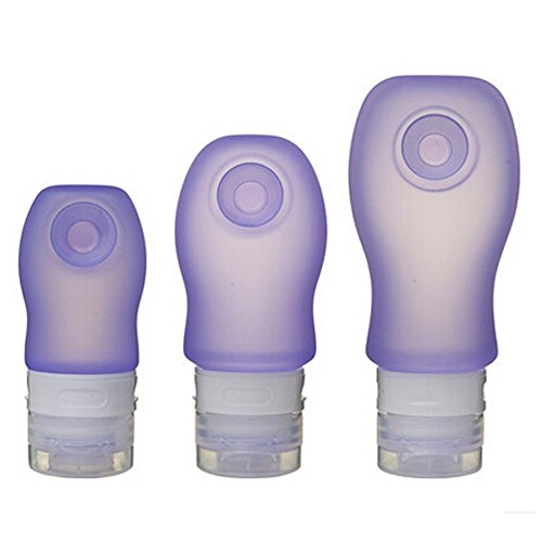 0714485703362 - MY FRIDAY PORTABLE SOFT SILICONE TRAVEL BOTTLE SET WITH SUCTION CUP F04 (PURPLE 3 PIECE SET (37ML+60ML+89ML))