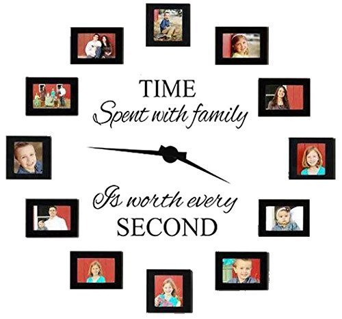 0714559917985 - FAMILY WALL DECALS~WITH PVC CLOCK HANDS~TIME SPENT WITH FAMILY IS WORTH EVERY SECOND WALL DECAL QUOTE HOME DECOR ART QUOTE DECALS WALL ART STICKERS DECAL HOME DECOR
