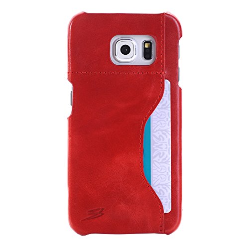 0714602949062 - GENERIC GENIUNE LEATHER CASE, CELL PHONE COVER FOR SAMSUNG GALAXY S6 EDGE WITH ONE CARD SLOT,ID HOLDER (RED)