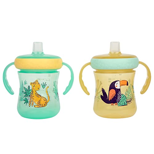 0071463069163 - THE FIRST YEARS SOFT SPOUT TRAINER CUPS FOR BABY 2PK – LEOPARD & TOUCAN