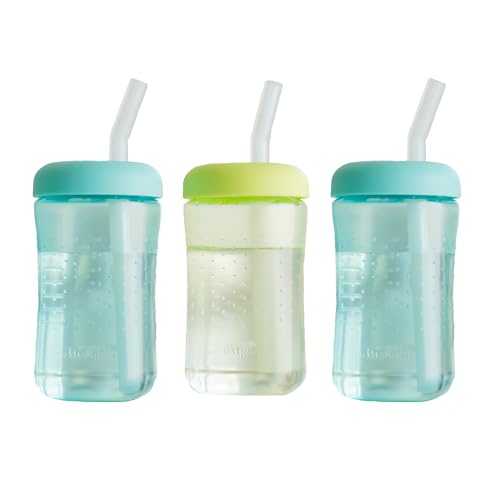 0071463069835 - THE FIRST YEARS SQUEEZE & SIP TODDLER STRAW CUPS - SQUEEZABLE TRANSITION SIPPY CUP WITH SILICONE STRAW - TODDLER FEEDING SUPPLIES - 7 OZ - 3 COUNT - AGES 6 MONTHS AND UP