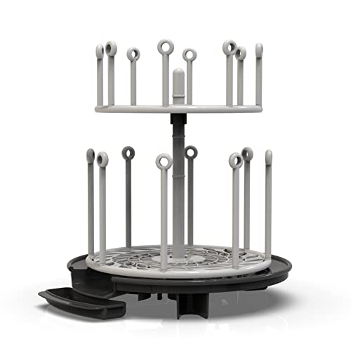 0071463079094 - THE FIRST YEARS SPIN STACK BOTTLE DRYING RACK — BLACK — 2-TIER ROTATING COUNTERTOP DRYING RACK FOR UP TO 16 BOTTLES — BABY ESSENTIALS FOR EVERYDAY USE