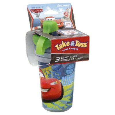 0071463092949 - THE FIRST YEARS TAKE & TOSS SIPPY CUPS, DISNEY PIXAR CARS 2, 10 OZ, 9M+, 3 CUPS