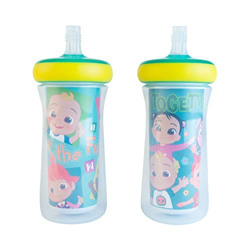 0071463118205 - THE FIRST YEARS COCOMELON INSULATED STRAW CUPS - SILICONE STRAW CUPS FOR TODDLERS - KIDS WATER BOTTLES AGES 24 MONTHS AND UP - 2 COUNT
