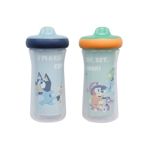 0071463118557 - THE FIRST YEARS BLUEY INSULATED SIPPY CUPS - DISHWASHER SAFE SPILL PROOF TODDLER CUPS - AGES 12 MONTHS AND UP - 9 OUNCES - 2 COUNT