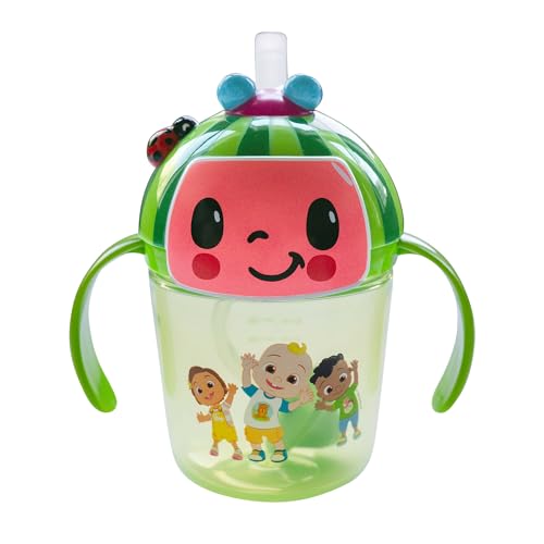 0071463118922 - THE FIRST YEARS COCOMELON WEIGHTED STRAW CUP - SPILL PROOF TODDLER STRAW CUPS WITH FLIP TOP COVER - TRANSITION SIPPY CUPS - TODDLER FEEDING SUPPLIES - 7 OZ - AGES 6 MONTHS AND UP