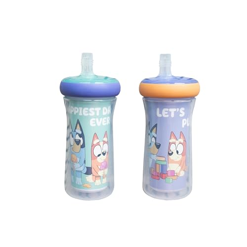 0071463118960 - THE FIRST YEARS BLUEY INSULATED STRAW CUP - BLUEY SIPPY CUPS WITH STRAW - KIDS WATER BOTTLES - 9 MONTHS AND UP - 9 OZ - 2 COUNT