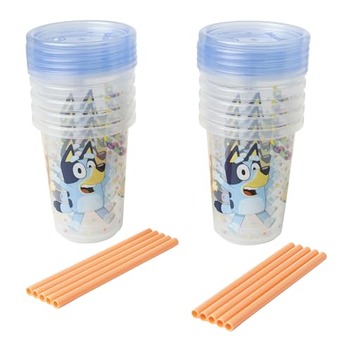 0071463118991 - THE FIRST YEARS BLUEY TAKE & TOSS TODDLER STRAW CUPS - SPILL PROOF TODDLER SIPPY CUPS WITH SNAP ON LIDS AND STRAWS - BLUEY GIFTS AND BLUEY PARTY SUPPLIES - 10 OZ - 10 COUNT