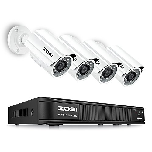 0714686846356 - ZOSI SMART HOME 720P SECURITY CAMERA SYSTEM, 4 WEATHERPROOF HD 720P CAMERAS, 4 CHANNEL SURVEILLANCE DVR, 65FT NIGHT VISION