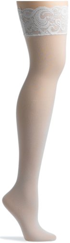 0714718001630 - LEG AVENUE WOMEN'S SHEER THIGH HIGHS WITH LACE TOP ,WHITE