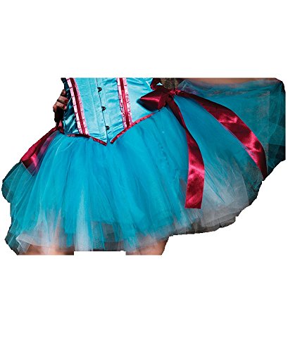 0714718449999 - LEG AVENUE LAYERED DUEL COLOR PETTICOAT SKIRT, ONE SIZE, TURQUOISE