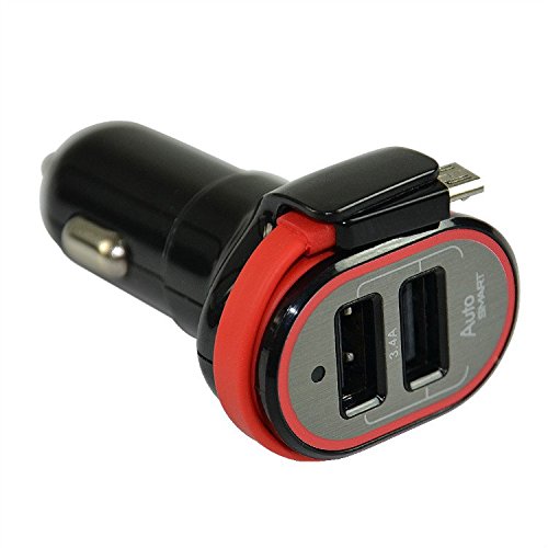 0714757658581 - GENERIC CAR CHARGER WITH DUAL USB PORTS RED